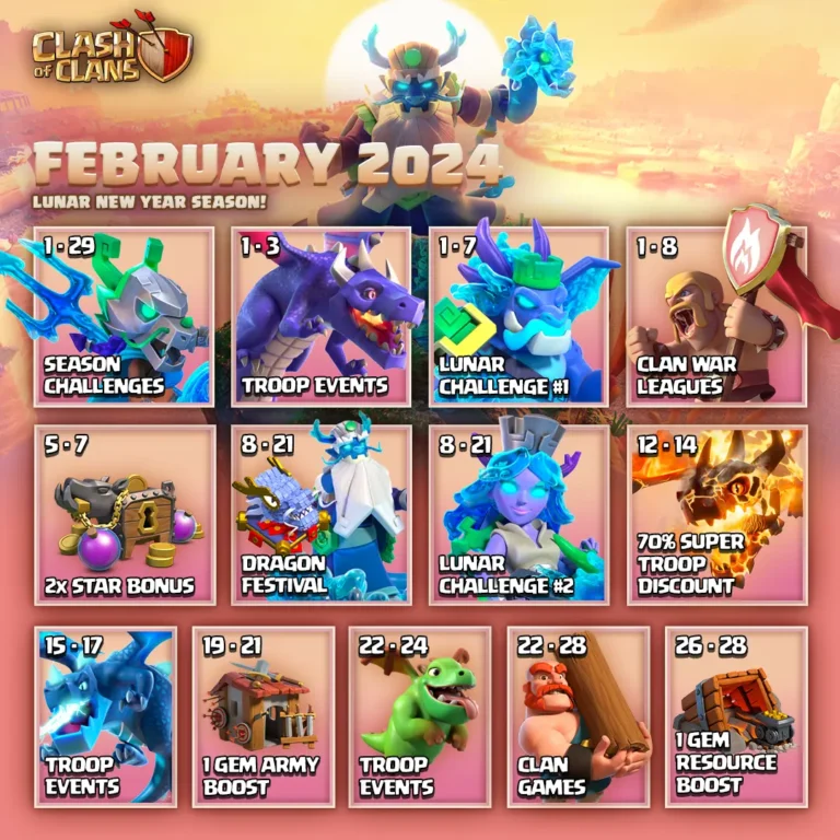 Clash of Clans February 2024 Events Calendar