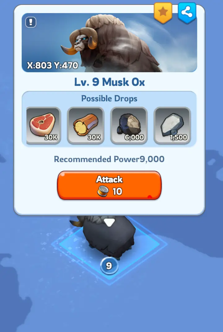 Iron from a level 9 Musk Ox in Whiteout Survival