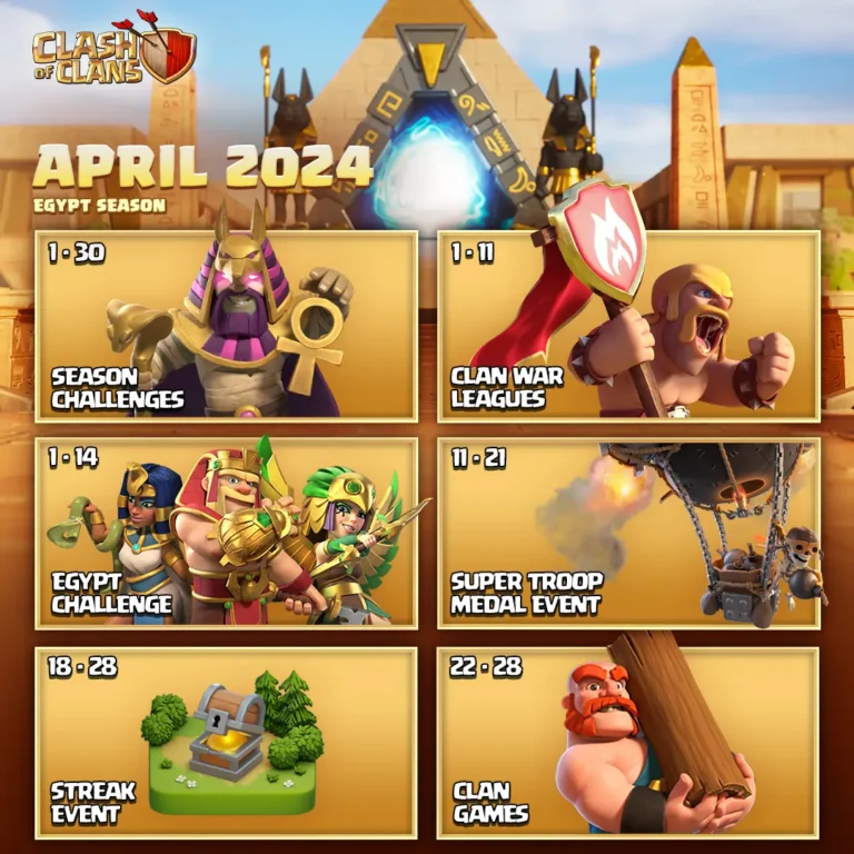 Events Calendar April 2024 Clash of Clans